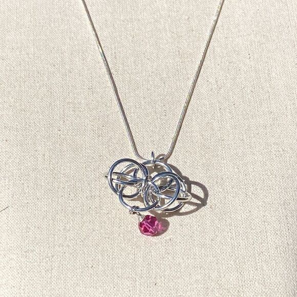 💛 925 Abstract Pink Swarovski Crystal Necklace - Picture 2 of 5
